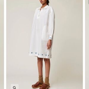 Moismont Maelle Dress N°735 Poplin White - Flower embroidery